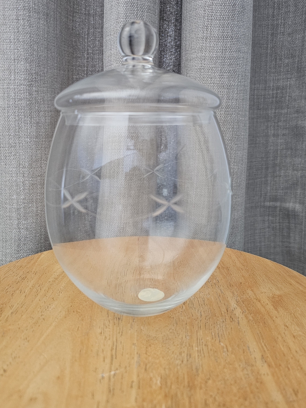 Vintage Princess House - Etched Treasure Jar with Lid - Clear